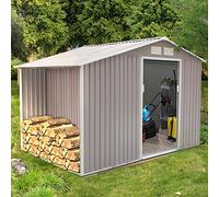 CONCEPT USINE - Abri de Jardin 8.72 m² Ventoux Gris - Cabane Extérieur en Metal avec Fondation - Atelier Rangement Outils et Vélos avec Abri Bûches en Acier Anti-Corrosion - Spacieux, Solide, Robuste