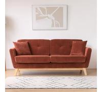 CONCEPT USINE | Canapé 3 Places HOGA Terracotta | Style Scandinave | Velours Côtelé Déhoussable | Assise Confortable Rembourrée | Pieds Obliques Bois | Design Tendance et Chaleureux