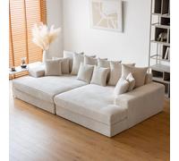 CONCEPT USINE Canapé 4 Places Cardiff Velours Côtelé Beige 262cm