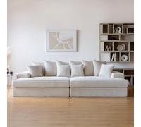 Cardiff canapé 4 places assise profonde en velours côtelé beige