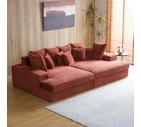 CONCEPT USINE | Canapé 4 Places Cardiff Velours Côtelé Terracotta | Modules Symétriques | Coussins Déhoussables | Assise Profonde Confort Mi-Ferme | Design Chic et Décontracté | Structure Bois Massif