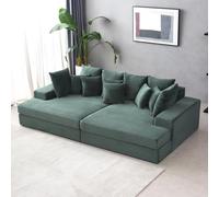 CONCEPT USINE Canapé Cardiff Velours Côtelé à Larges Côtes Vert 262cm
