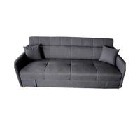 CONCEPT USINE | Canapé Convertible 3 Places avec Coffre de Rangement en Tissu de Lin | Design ADARE Gris Foncé | Canapé Lit d'Appoint Spacieux | Moderne, Elegant et Fonctionnel | Gain de Place