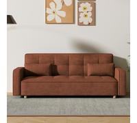Canapé scandinave convertible 3 places en velours côtelé terracotta COPENHAGUE