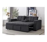 CONCEPT USINE | Canapé Convertible 3 Places en Tissu de Lin | NOHO Gris Foncé | Modulable très Pratique | Design Contemporain | Lit 2 Places : Couchage 160 x 160 cm | Structure Bois Massif Plywood