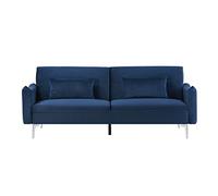 CONCEPT USINE | Canapé Convertible 3 Places en Velours Bleu Betty | Design et Tendance | Confortable et Agréable au Toucher | 3 Positions d'Inclinaisons | Pieds en Métal Argenté | Charme Vintage