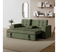 CONCEPT USINE | Canapé Convertible 3 Places en Velours Côtelé | NOHO Vert | Modulable très Pratique | Design Contemporain | Lit 2 Places : Couchage 160 x 160 cm | Structure Bois Massif et Plywood