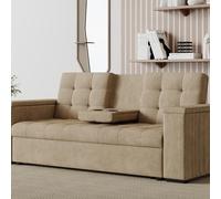 CONCEPT USINE Canapé Convertible Modulable NOHO Velours Côtelé Beige 208 cm