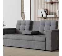 Concept Usine - Canapé 3 places convertible NOHO - Gris velours côtelé - Couchage 160 x 160 cm