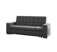 CONCEPT USINE Canapé Convertible NOHO 3 Places Gris Foncé 203 cm | Bois, Rangements