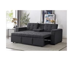 CONCEPT USINE Canapé Convertible NOHO Gris Foncé Lin 3 Places