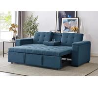 Canapé convertible 3 places en tissu bleu pétrole NOHO