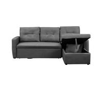 CONCEPT USINE | Canapé d'angle Convertible 4 Places | Design Malmo Tissu Gris | Style Moderne | Canapé Lit avec Coffre de Rangement Intégré | Confortable, Tendance, Pratique