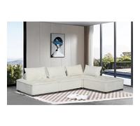 Concept Usine - Canapé d'angle modulable 4 places STAVA - Velours texturé blanc
