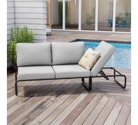 CONCEPT USINE | Canapé de Jardin Modulable 2-3 Places Sorrento | Aluminium Gris Anthracite | Pouf Inclinable Convertible en Table | Coussins Épais 10 cm | Léger, Robuste, Élégant | Extérieur Terrasse