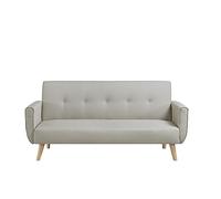 CONCEPT USINE | Canapé Scandinave Convertible Velours 3 Places | Berlin Beige | Canapé Lit Moderne avec Accoudoirs | Largeur 183 cm | Tissu 100% Polyester | Equilibre, Confort, Design, Résistant