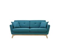 Concept Usine – Canapé scandinave HOGA 3 places, 2 coussins, bleu canard