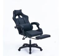 CONCEPT USINE | Chaise de Bureau Gaming Ergonomique ALTAIR Noir | Dossier Inclinable 135° | Repose-Pied Déployable | Hauteur Réglable | Coussins Lombaires et Tête | Assise Confort Haute Densité