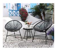 Concept Usine – Salon de jardin Acapulco : 2 fauteuils œuf + table ronde, polyéthylène – Gris