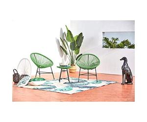 CONCEPT USINE Ensemble Bistrot Acapulco Vert 2 Fauteuils + Table | Structure acier finition epoxy, assise fils polyéthylène, style rétro années 50