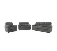 Concept Usine - Ensemble canapé Lincoln 3 places + 2 places + fauteuil - Velours côtelé gris foncé