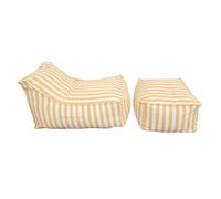CONCEPT USINE | Ensemble Pouf Fauteuil + Repose-Pieds Rayé Jaune POSITANO | Style Méditerranéen Chic | Tissu Déperlant Résistant au Soleil | Garnissage Recyclé | 100x65x65cm + 55x65cm | Jardin Piscine