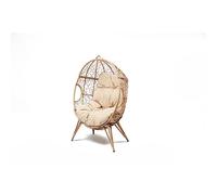 Jane - Fauteuil ¿Uf Sur Pied En Résine Beige Effet Rotin Beige