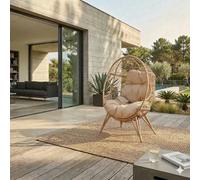 Concept Usine Fauteuil œuf sur pied Jane – Résine effet rotin Beige