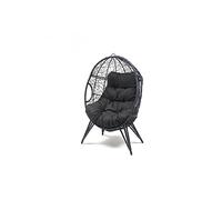 CONCEPT USINE Fauteuil Œuf Jane Noir Résine Tressée sur Pied 155 cm