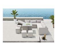 Concept Usine – Salon de jardin Fidji Gris – Encastrable résine tressée 10 personnes, table verre