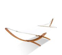 CONCEPT USINE | Hamac sur Pied avec Support en Bois 3,15 m et Tissu | Design LAGOA Écru | Bois en Mélèze d'europe | Vis Crochets et Chaînes en Acier | Résistant, Confortable | Résiste à l'eau