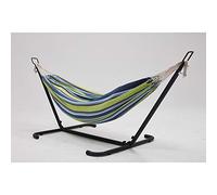 Hamac sur pied 2,6 m toile en tissu polyester bleu/vert COPACABANA
