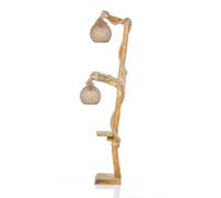CONCEPT USINE | Lampadaire Intérieur en Bois et Cordes Tréssées avec Rebord | Design ALEX Bois et Beige | Décoration Ambiance Cocooning | Style Naturel et Moderne | Puissance 45-60W max