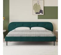 Lit capitonné 160x200cm vert avec tête de lit et sommier TULSA