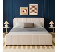 Lit avec coffre de rangement 160x200cm en velours beige TAMPA