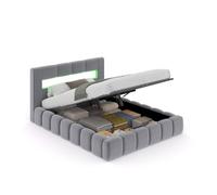 CONCEPT USINE Lit Coffre 2 Places Omaha Design Nuage LED Gris 160x200