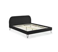 Concept Usine – Lit Phoenix 160 x 200 Velours noir Sommier à lattes intégré 2 personnes Pieds noirs