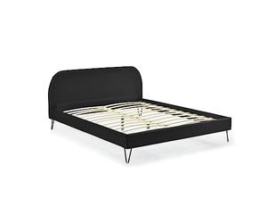 CONCEPT USINE - Lit Phoenix Double en Velours Noir avec Sommier à Lattes Intégrés - Couchage 160 x 200 cm - Cadre Scandinave Tendance - 2 Personnes - Pieds Noir