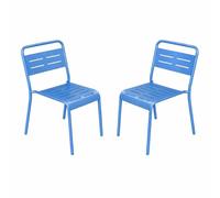 CONCEPT USINE | Lot de 2 Chaises de Jardin Empilables BERGAME Bleu | Acier + Époxy | Résistance Soleil & Intempéries | Siège Extérieur Design & Confort | Mobilier Jardin Premium Durable
