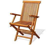 Lot de 2 fauteuils pliants jardin teck massif brut