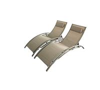 Limea Transat Cappuccino Ajustable Et Empilable 2 Pièces Avec Pieds Acier Marron