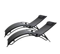 Concept Usine Transats Cali - Lot de 2 ajustables en acier noir et gris 81 cm