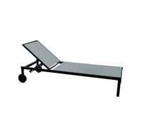 CONCEPT USINE - Lot de 2 Transats Inclinables en Aluminium Design Épuré Cuba Gris - Déplacement Facile 2 roulettes - Jardin, Terrasse, Plage, Bains De Soleil - Résistant, Waterproof, Pratique