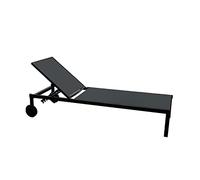 CONCEPT USINE - Lot de 2 Transats Inclinables en Aluminium Design Épuré Cuba Noir - Déplacement Facile 2 roulettes - Jardin, Terrasse, Bains De Soleil - Résistant, Waterproof, Pratique
