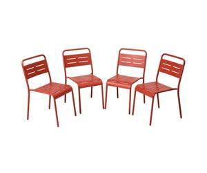CONCEPT USINE | Lot de 4 Chaises de Jardin Empilables BERGAME Terracotta | Acier + Époxy | Résistance Soleil & Intempéries | Siège Extérieur Design & Confort | Mobilier Jardin Premium