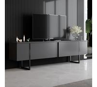 CONCEPT USINE | Luxor - Meuble TV Anthracite et Noir 2 Portes 180 cm | Design Contemporain avec Grands Rangements | Structure Résistante et Minimaliste | Idéal pour Organiser Un Salon Moderne