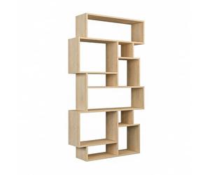 CONCEPT USINE | Meuble à Étagères | Design Skog Bois | Finition Chêne Sonoma | Bibliothèque Intérieur Moderne et Élégante | Polyvalent et Fonctionnel | Rangement Pratique 10 Niches | 96 x 25 x 168 cm