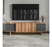 CONCEPT USINE Meuble TV BRONI Noyer et Gris Anthracite 180 cm