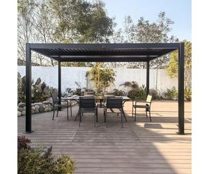 CONCEPT USINE | Pergola Bioclimatique Aluminium 4x3 m Naxos Gris Anthracite | Lames Orientables en Aluminium | 12m² | Résistante et Design | Toit Ajustable par Manivelle | Idéal Terrasse Jardin