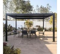 Pergola bioclimatique 4x3m structure et lames en aluminium noir NAXOS